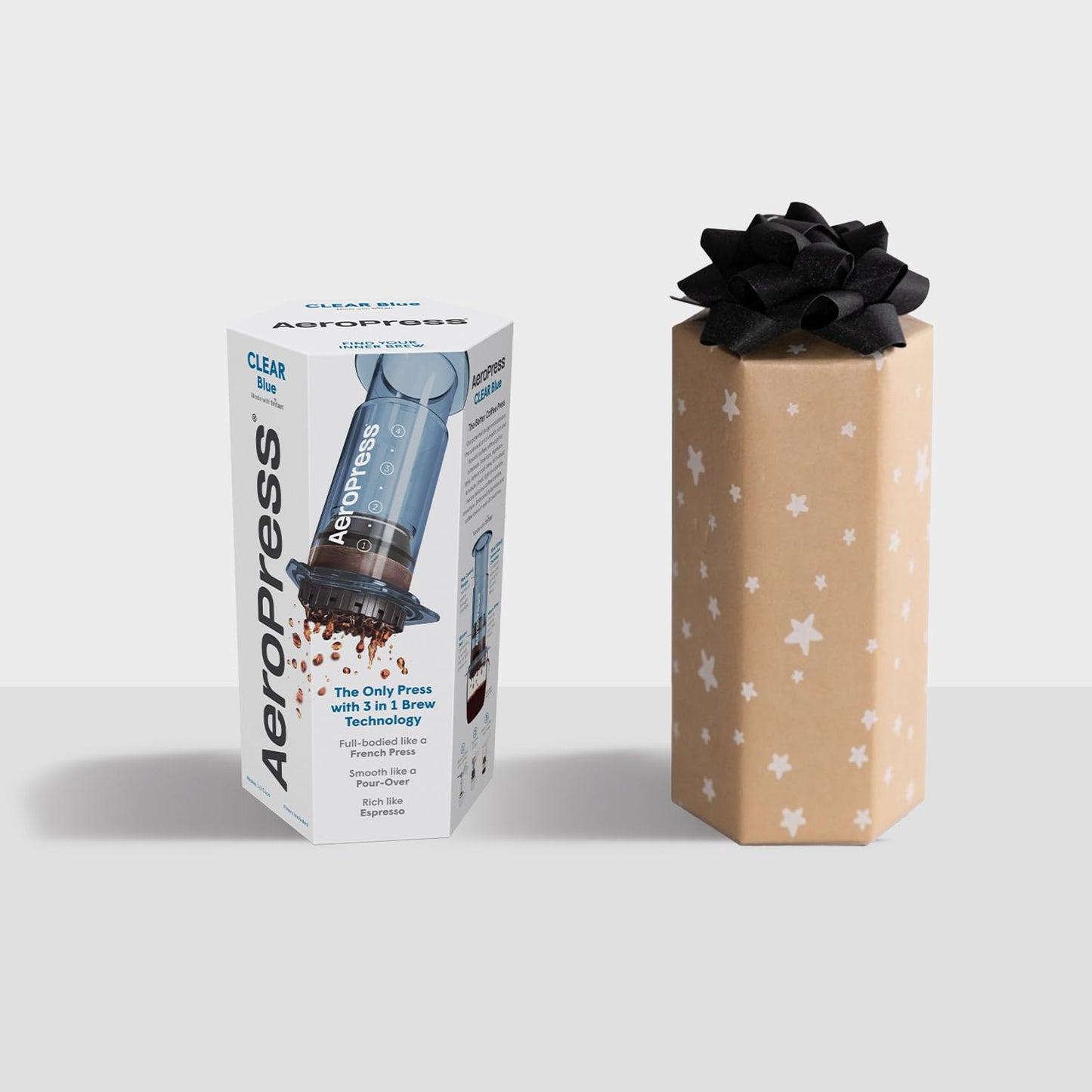 AeroPress Clear Coffee Press 3 In 1 Brew Method Combines French Press, Pourover, Espresso, Full Bodied Coffee Without Grit or Bitterness, Small