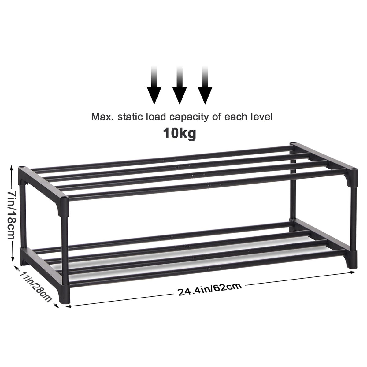 XIANGLV Shoe Rack, 2-Tier Shoe Rack Small, Can Hold 6 Pairs of Shoes, Shoe Shelf Storage Organizer,Anti-Rust Coating, Suitable for Dormitory