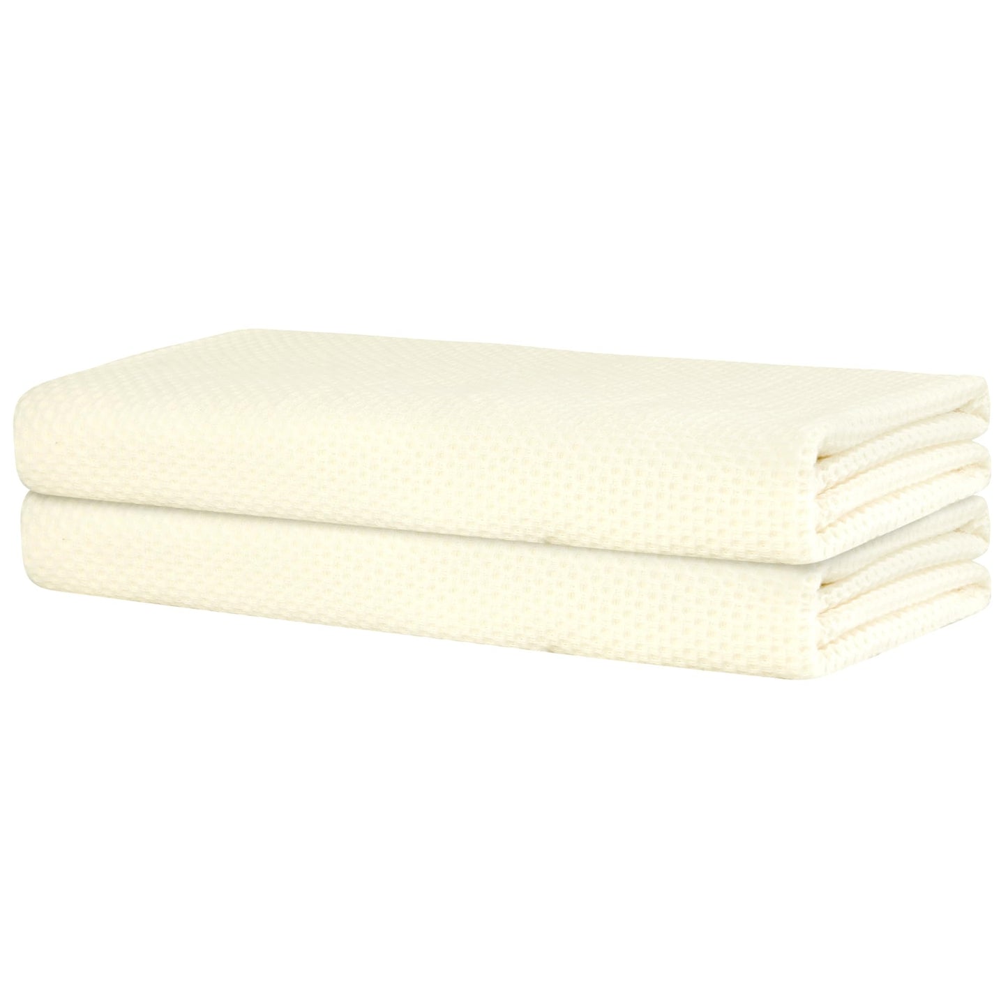 Uxcell Waffle Cotton Bath Towels, 2 Pack Bath Sheets, Solid Soft Towels for Bathroom, Gym, SPA, Yoga Beige 70cm x 140cm