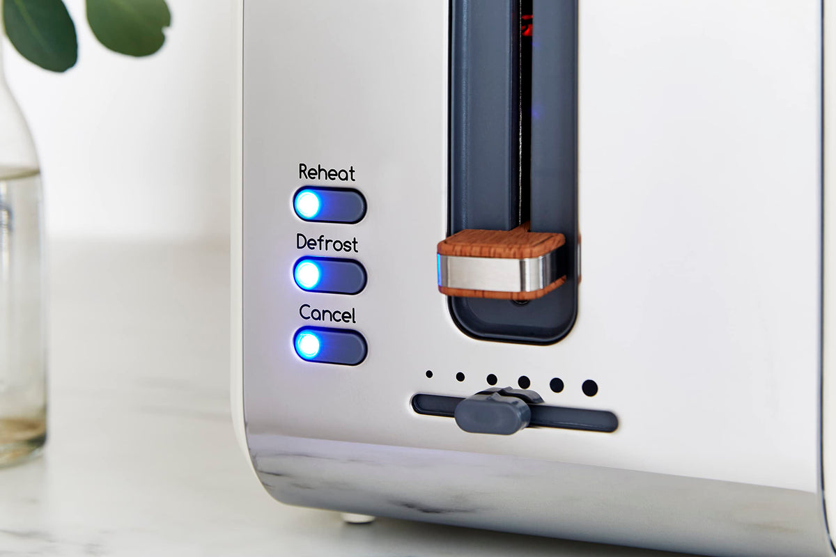 Swan ST14610WHTN Nordic 2-Slice Toaster with Defrost/Reheat/Cancel Functions, Cord Storage, 900W, White