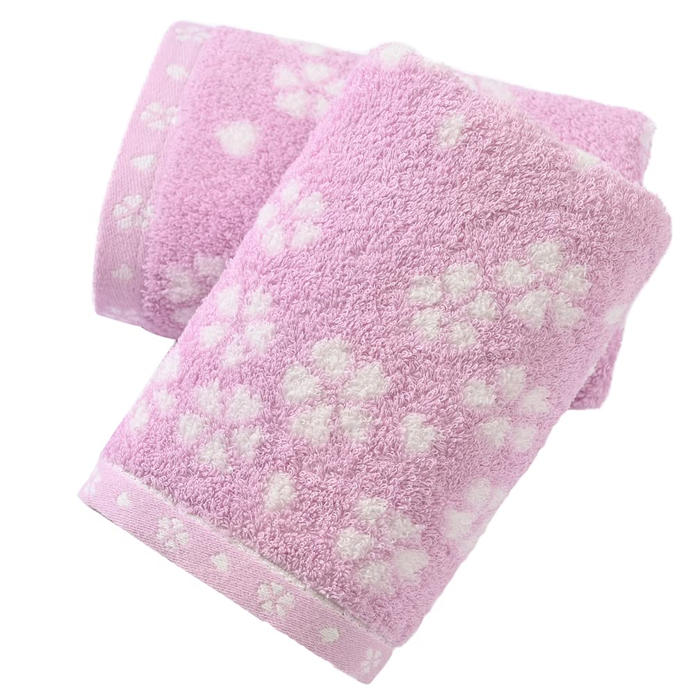 sense gnosis Pink Floral Hand Towels Set of 2 Sakura Pattern 100% Cotton Absorbent Super Soft Decorative Hand Towels for Bathroom 13 x 29