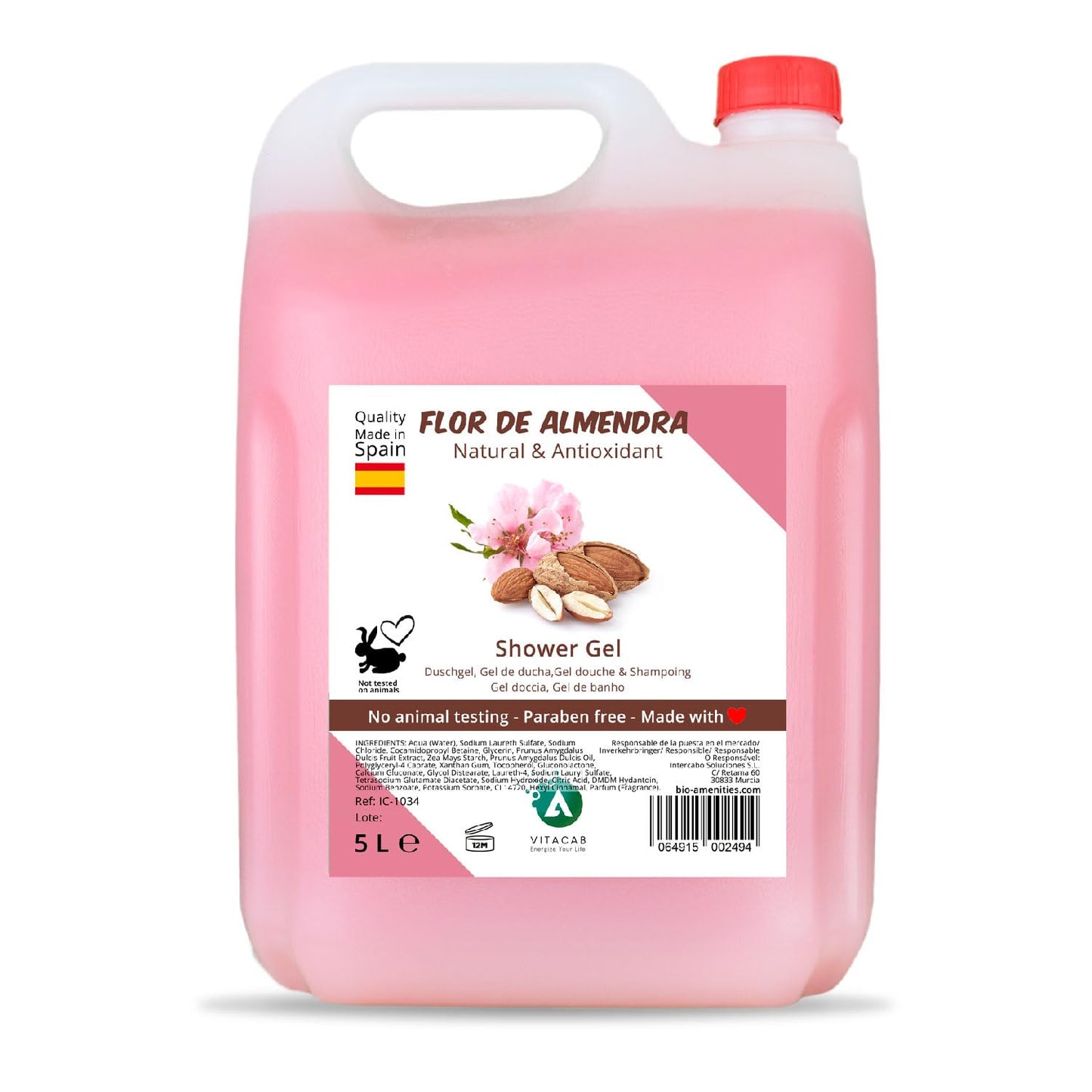 Shower Gel in 5L Bottle | Almond Blossom Liquid Shower Gel in Industrial Format 5 Liters | Special for Hotels and SPA | 5000ml
