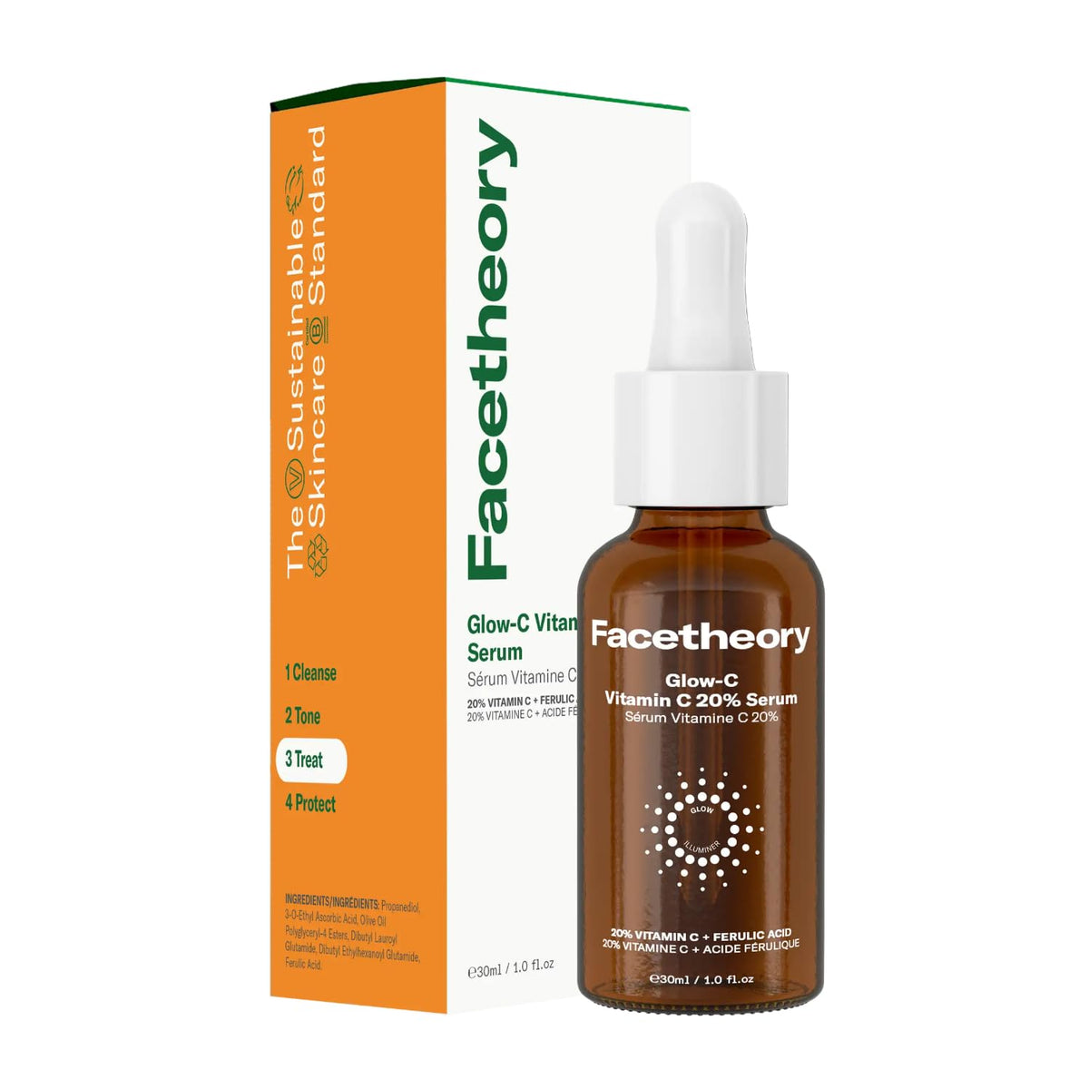 facetheory Glow-C Vitamin C 30% Face Serum Unscented - Pro-Strength Vitamin C Serum for Face - Skin Brightening, Firming and Anti Aging Serum 30