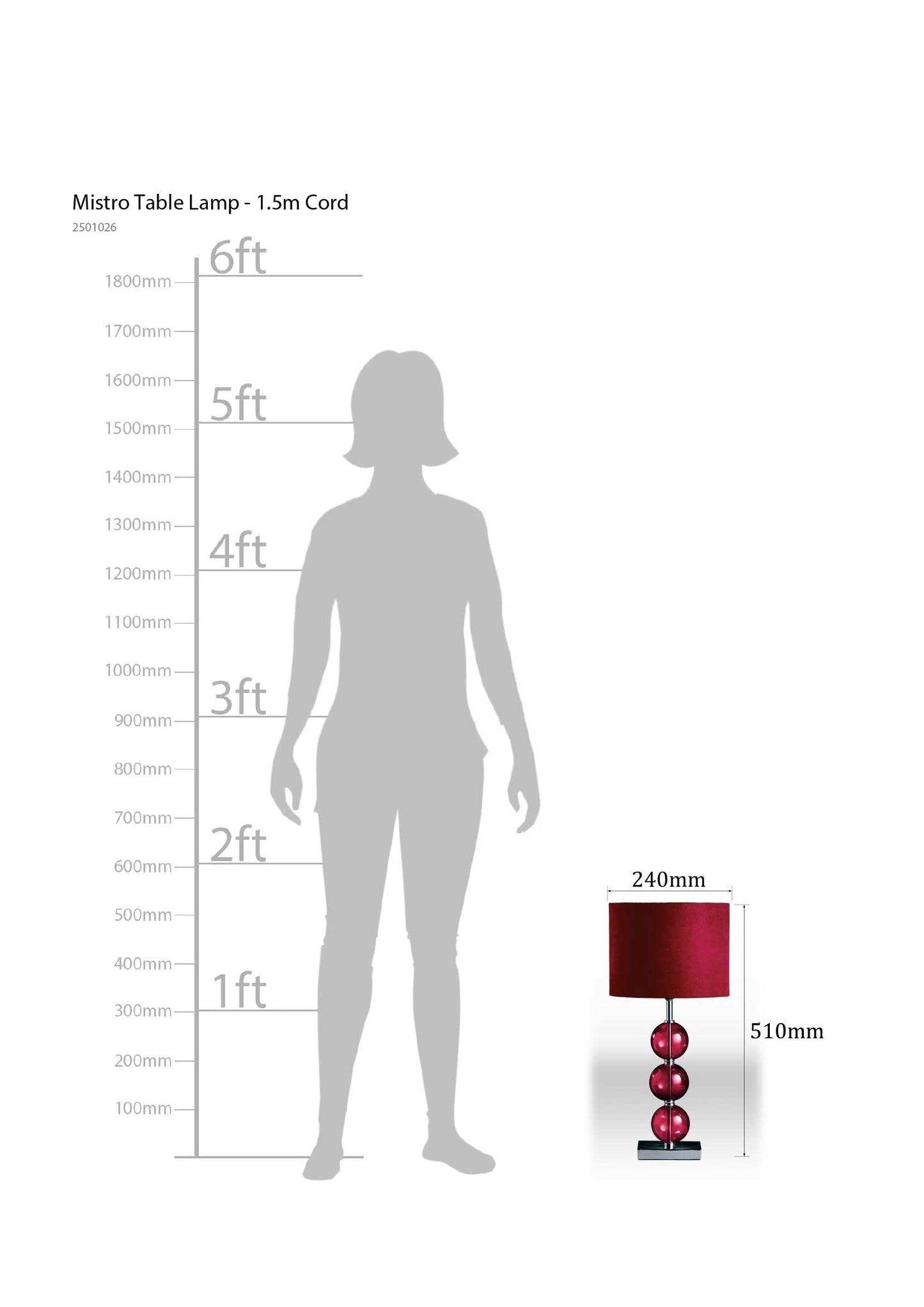 Premier Housewares Bedside Table Lamp Ceramic Effect Bedside Lamp Chrome Base Table Lamps for Lounge Desk Lamp Lamp Shade H51 Cm X W24 Cm X D24Cm, Red