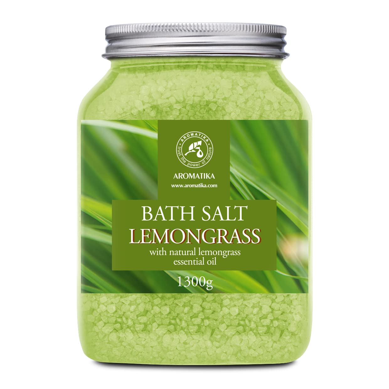Bath Salts w/Natural Essential Lemongrass Oil 1300g - Sea Salt Bath for Good Sleep - Bathing - Body Care - Wellness - Beauty - Relaxation -