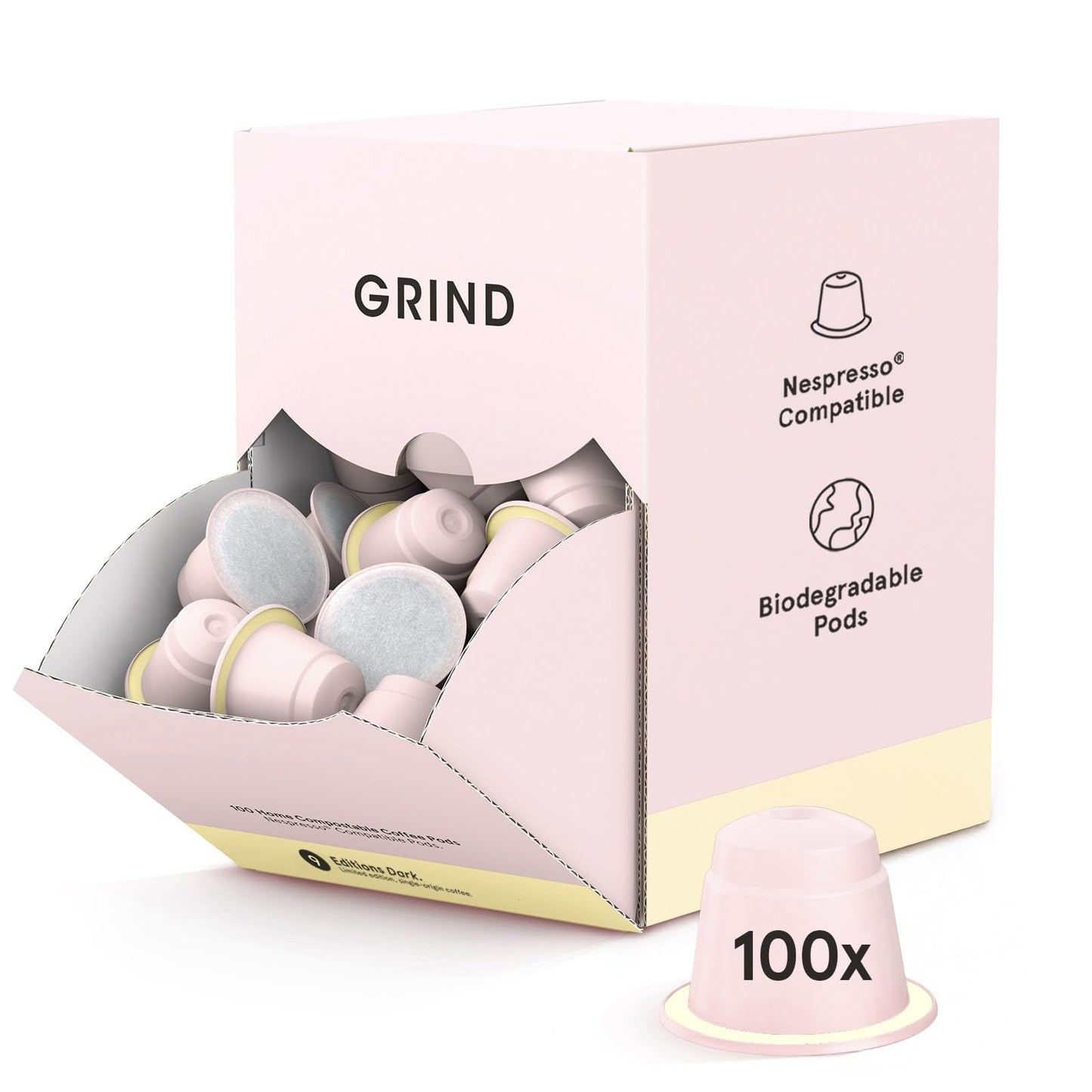 Grind India Dark Coffee Pods ? Pack of 100 Biodegradable Arabica Capsules ? Single Origin ? Nespresso? Original Compatible ? Home Compostable ?