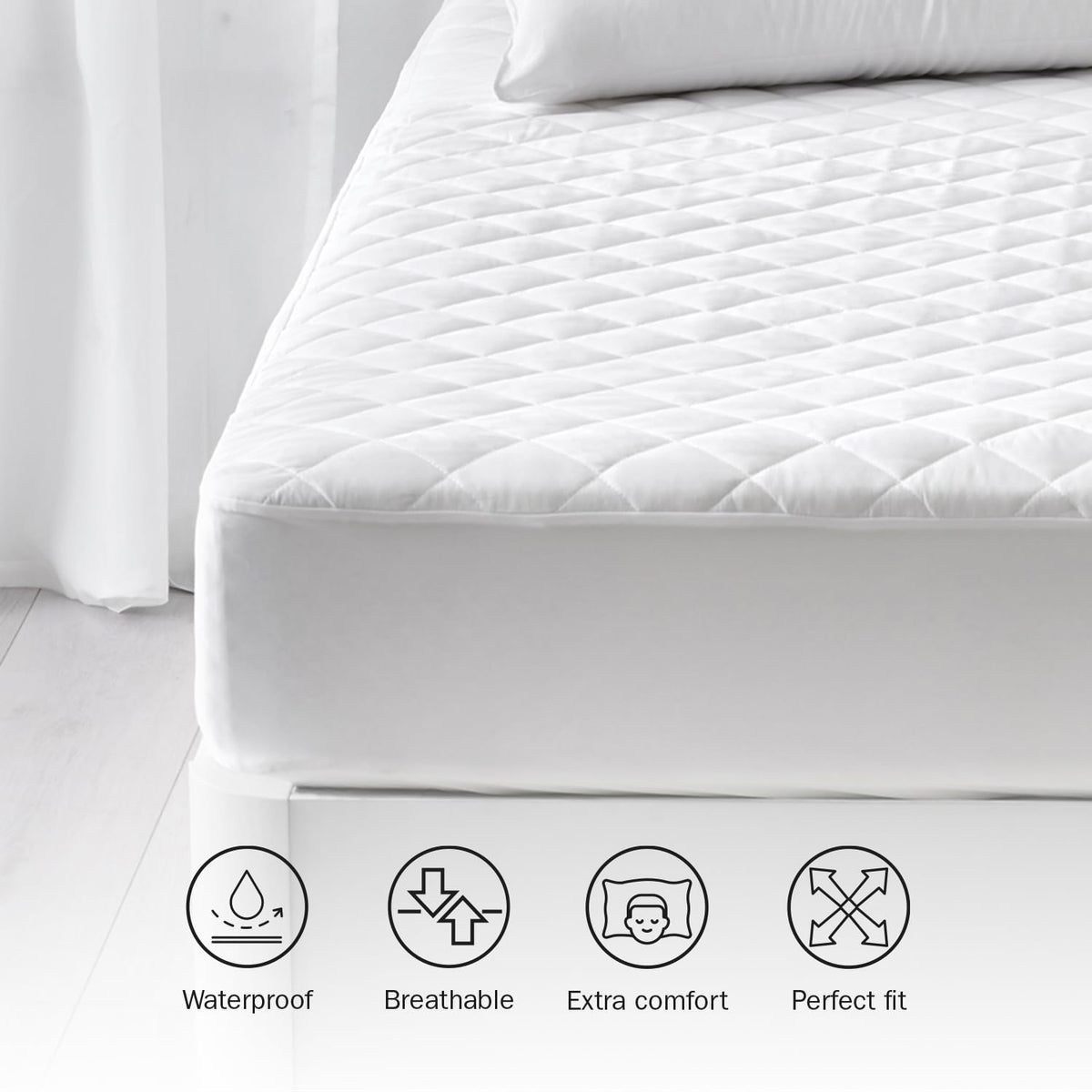Pikolin - Quilted Fibre Mattress Protector – Waterproof, white Cama 90-90 x 190/200 cm white