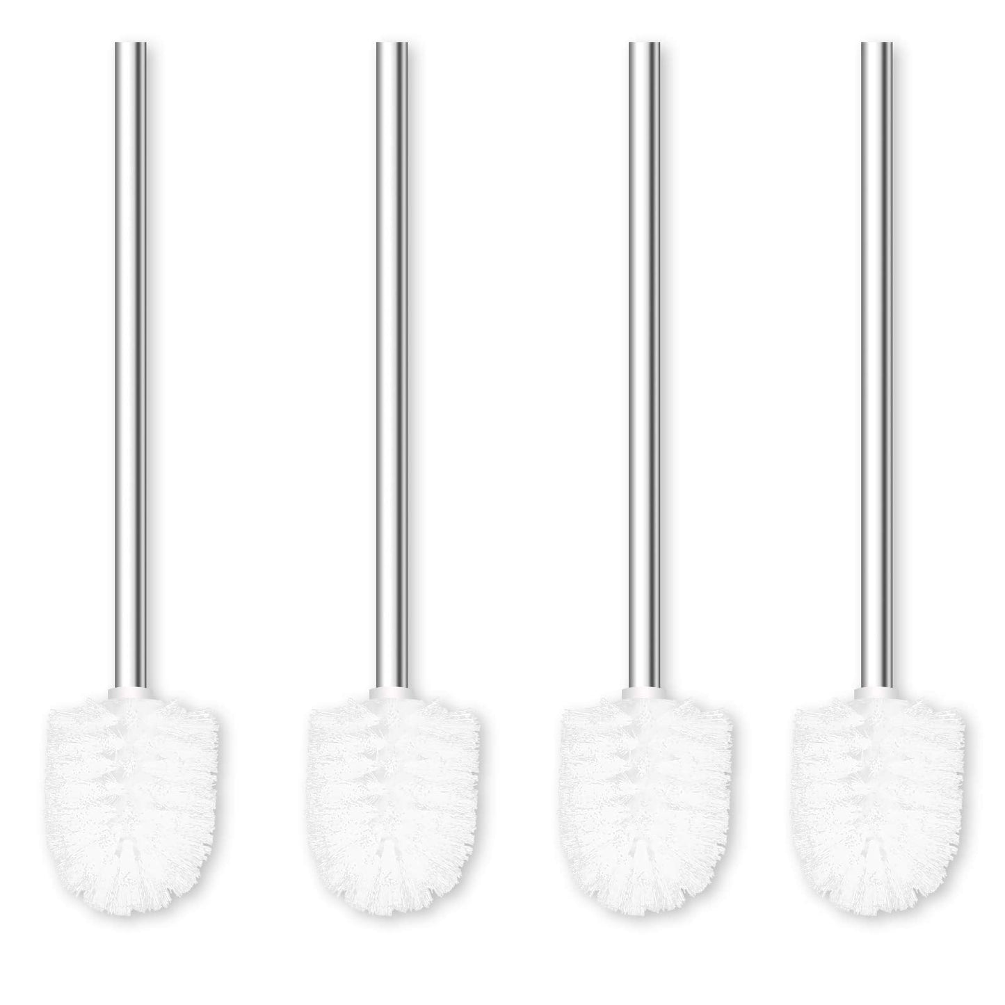Qulable Toilet Brushes Stainless Steel Toilet Brush with Flexible Soft Hygienic Bristle, 4 Pack (White)