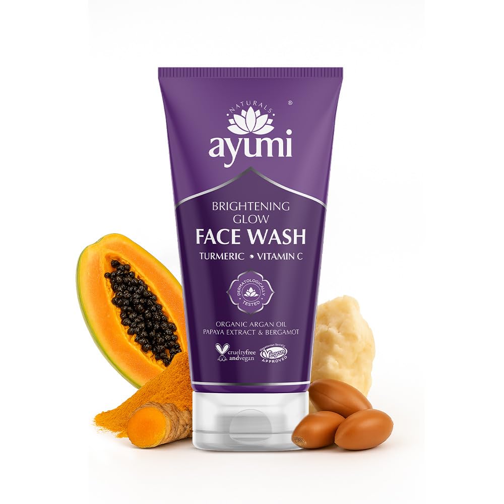 Ayumi Brightening FaceWash with Turmeric & Papaya| Vitamin C Face Wash for Dull & Dehydrated Skin |Perfect Facial Wash to Soothe Irritated Skin|Women