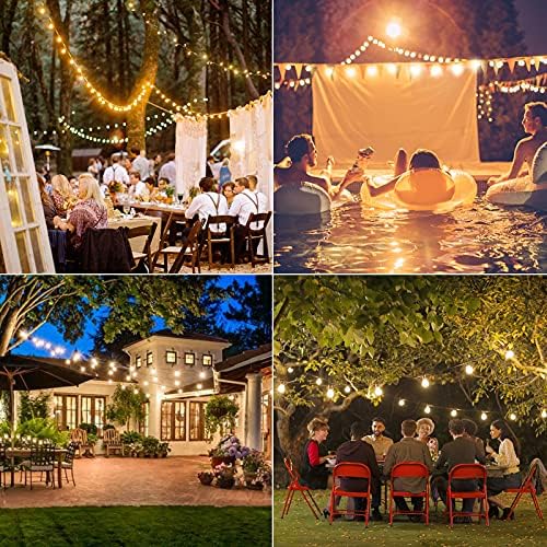 GLUROO Festoon Lights Outdoor 100FT, G40 LED String Lights Mains Powered with 50+2 Plastic Bulbs,Waterproof Connectable Outdoor String Llights for Garden,Porch, Backyard,Bistro
