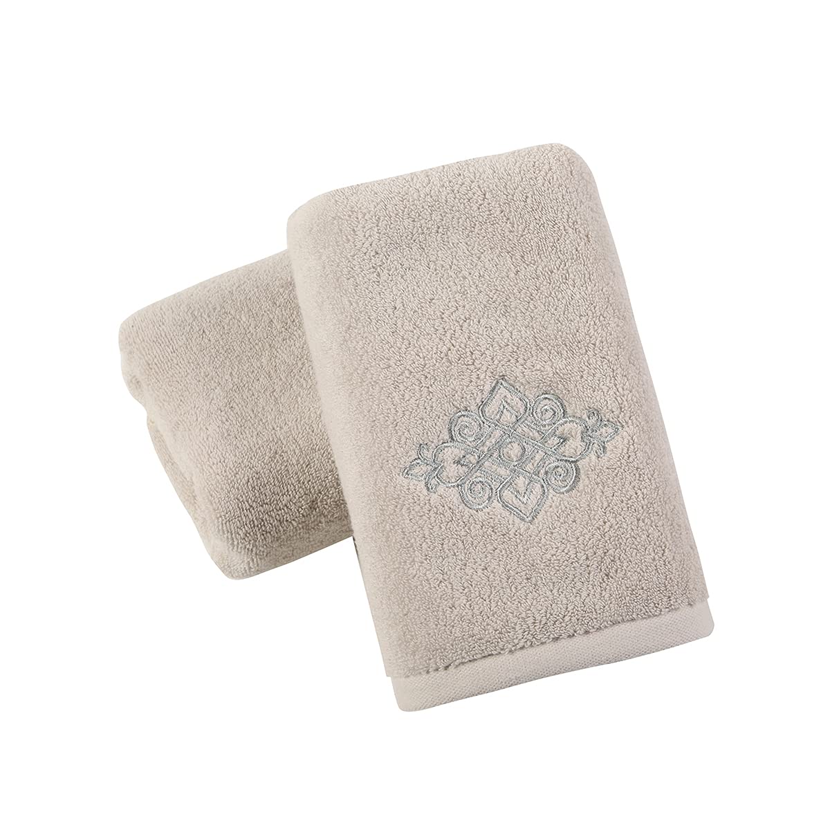 sense gnosis 100% Cotton Beige Hand Towel Set of 2 Super Thick Soft Highly Absorbent Embroidered Decorative Hand Towels for Bathroom Home Hotel Spa 13