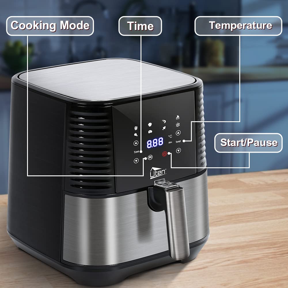 Air Fryer, Uten 5.5L Oil Free Air Fryers Oven for Home Use, LED Screen with Digital Display, Timer and Fully Adjustable Temperature Control for