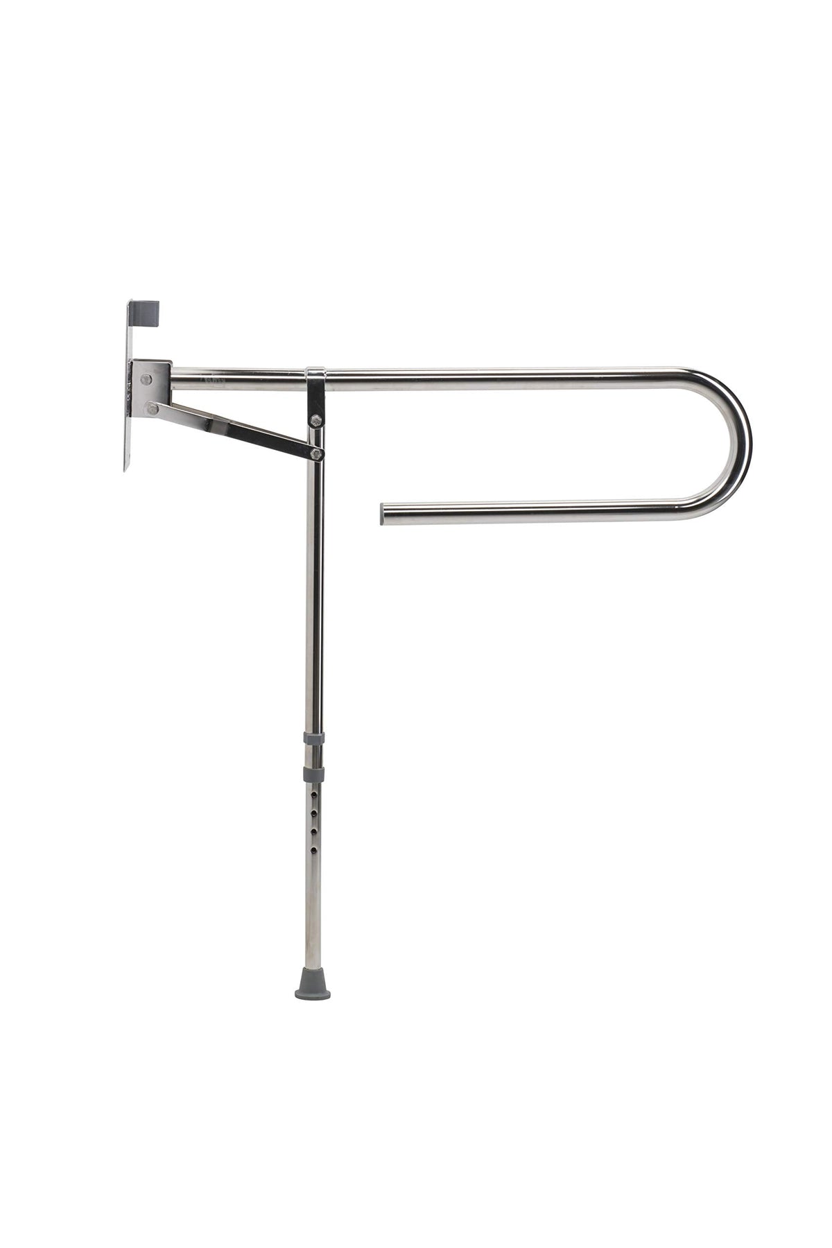 Croydex Stainless Steel Foldaway Hand Rail with Drop Down Leg, White, 710 x 100 x 850 mm