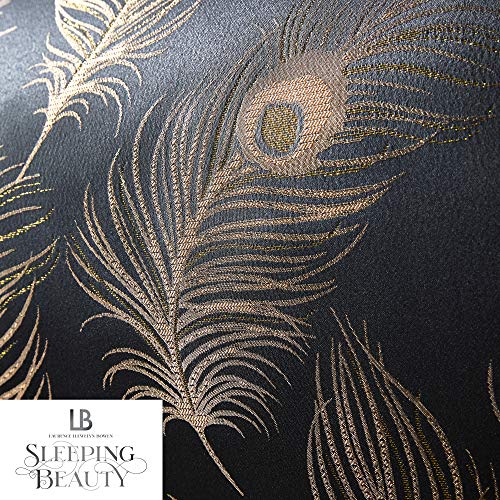 Laurence Llewelyn-Bowen - Dandy - Jacquard Woven Duvet Cover Set - Double Bed Size in Black & Gold