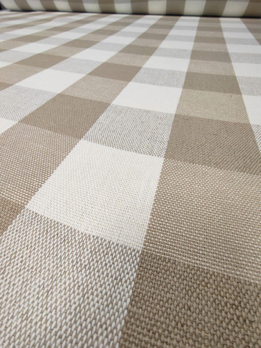 Ascent Decor Beige Check Curtain Upholstery Fabric By The Metre