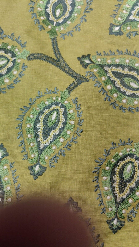 iLiv Sestriere Citrine Embroidered Curtain Upholstery Fabric 1.3 Metres