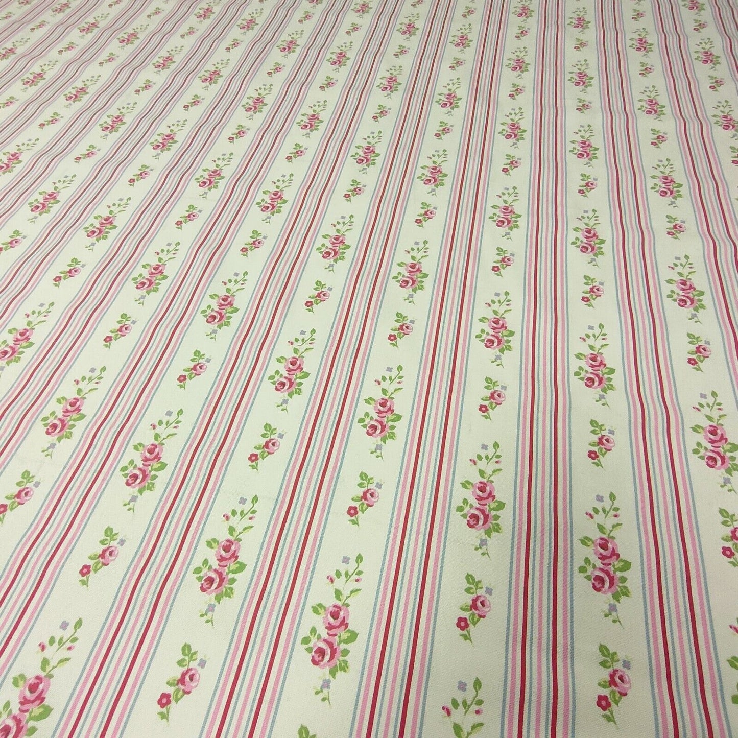 Clarke & Clarke Floral Stripe Chintz Curtain Upholstery Fabric By The Metre
