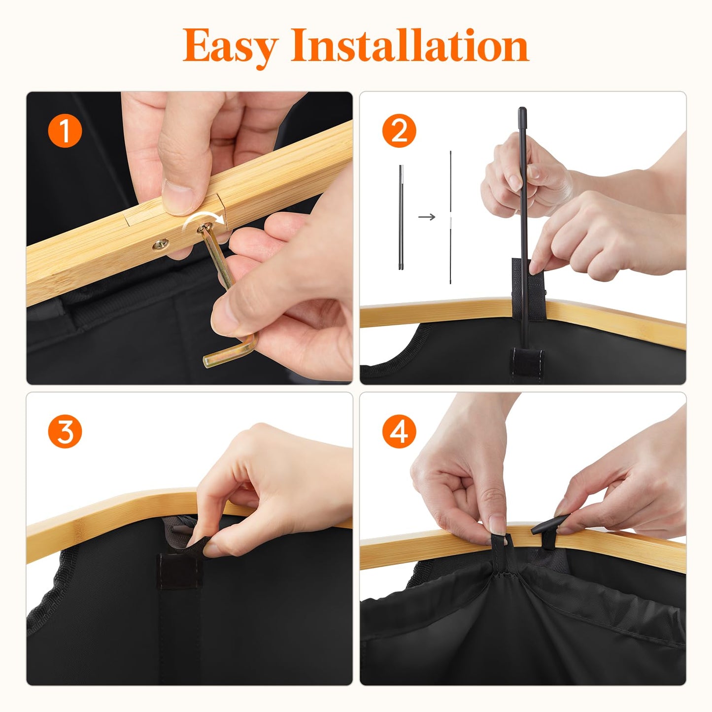 Lifewit 150L Laundry Basket with Lid, Clothes Hampers for Laundry with Bamboo Handles and 2 Removable Laundry Bags, Large Foldable Laundry Hamper for