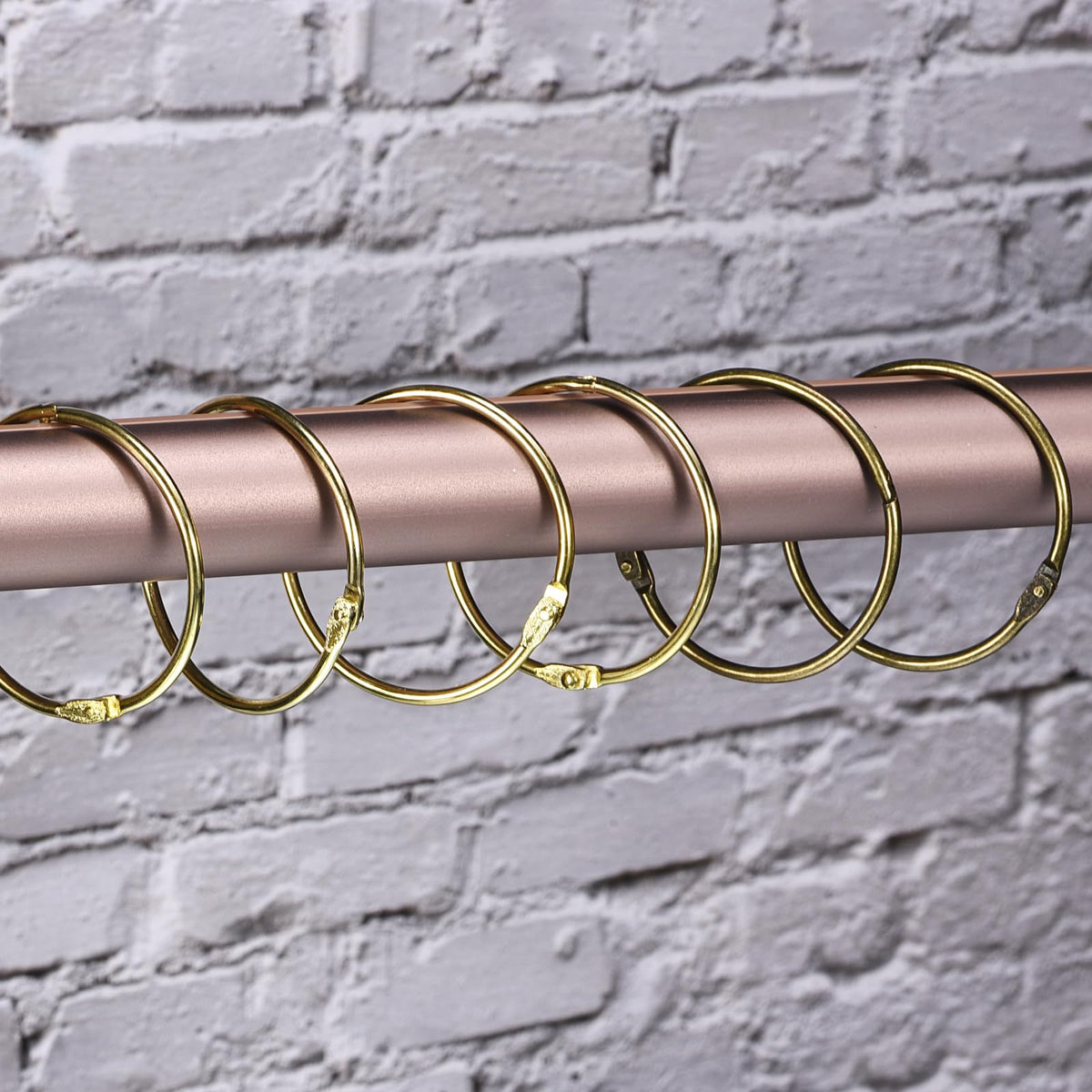sourcing map Shower Curtain Rings,15pcs - Carbon Steel Round Snap Shower Curtain Hooks, 1.5 Inch Loose Leaf Binder Rings for Shower Curtain Rods