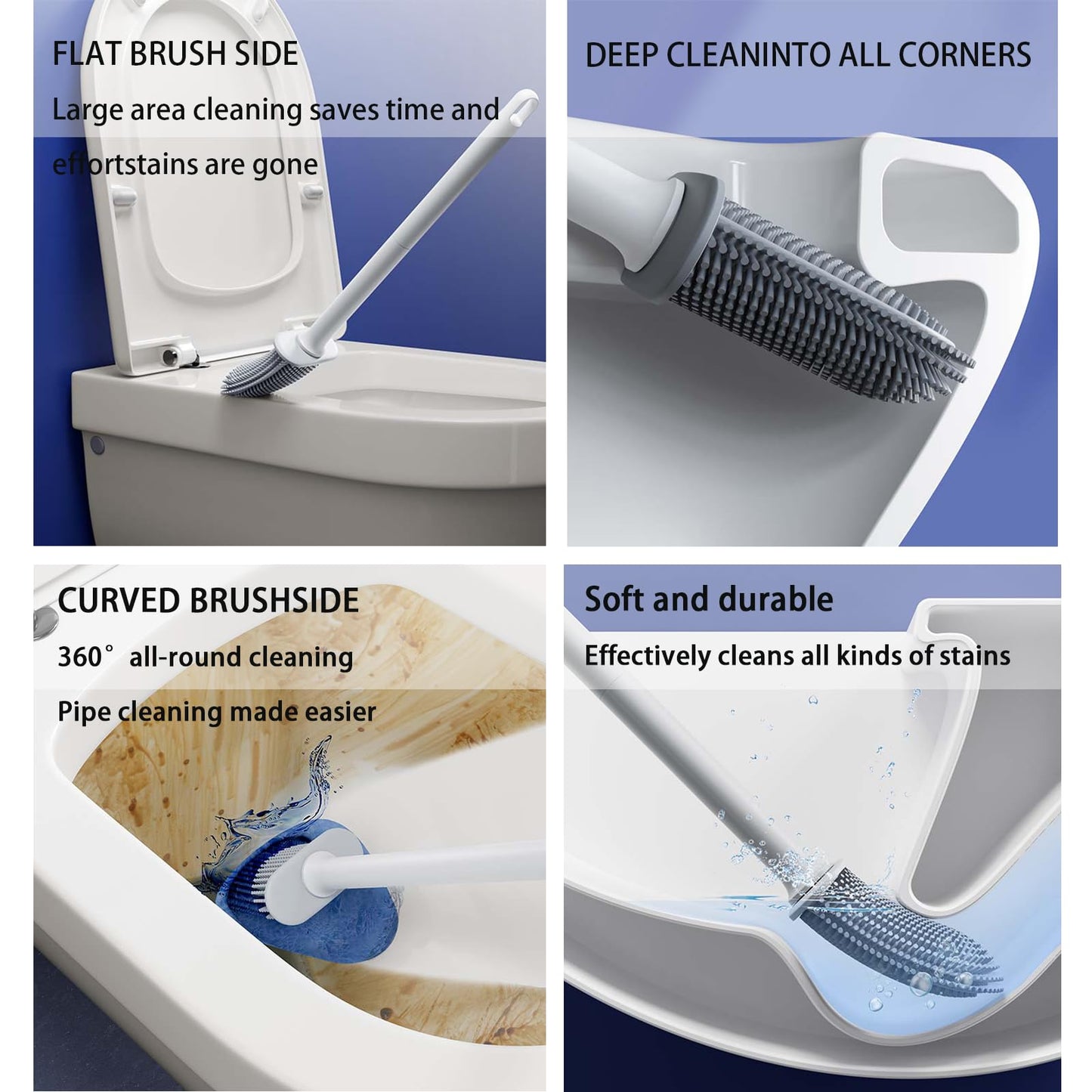 Bathroom Bin with Loo Brush Set, 3L Slim Round Stainless Steel, Grey