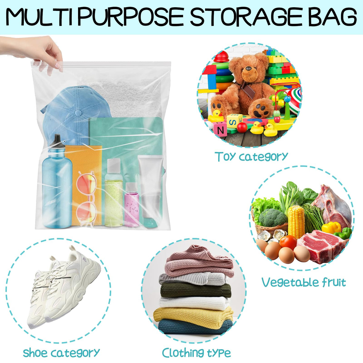 HIGA-JKL Resealable Clear Plastic Ziplock,Clothing Storage,Large Resealable Clear Plastic,Grip Seal Bags,Press Seal Bags,20Pcs (No Hole)