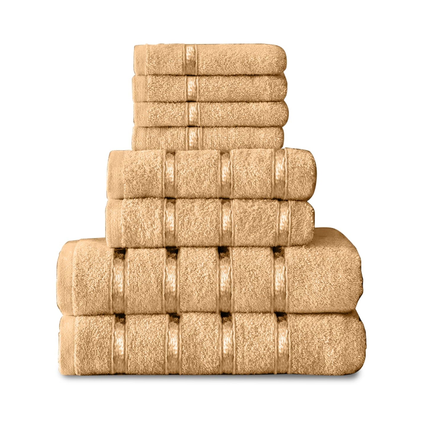 GC GAVENO CAVAILIA 8 Piece Towel Bale Set, Quick Dry Highly Absorbent Cotton 450 Towels Sets Bathroom, 4x Face Towel 2x Hand Towels 2x Bath Towels,