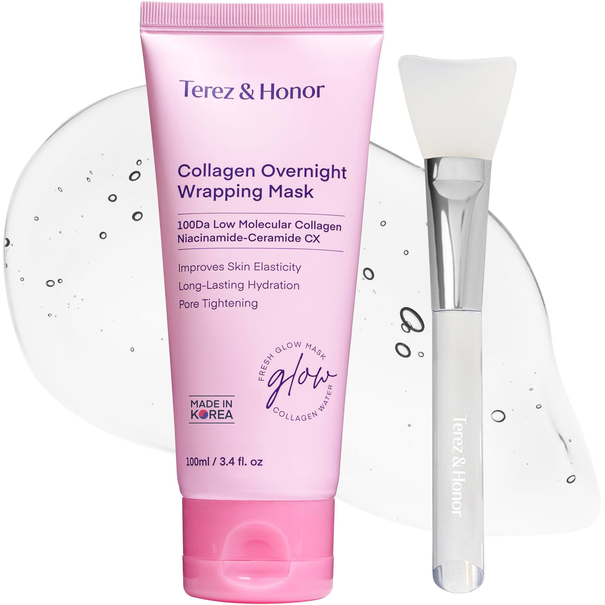 Terez & Honor Collagen Night Wrapping Mask 100 ml - Korean Overnight Peel-Off Sleeping Gel Mask for Hydration, Elasticity & Radiant Glass Skin with