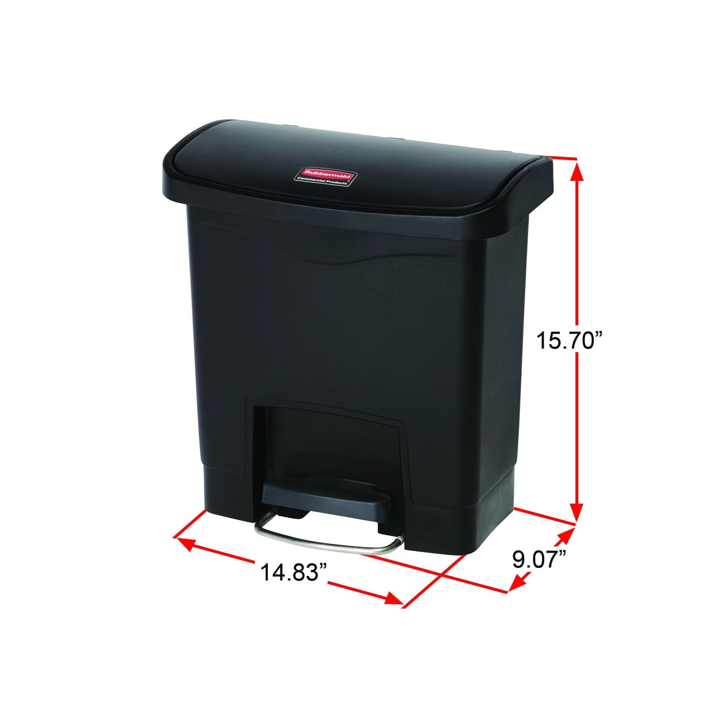 Rubbermaid Commercial Products Slim Jim Step-on Resin Front Step Waste Receptacle Bin 15 Litre White 1883554