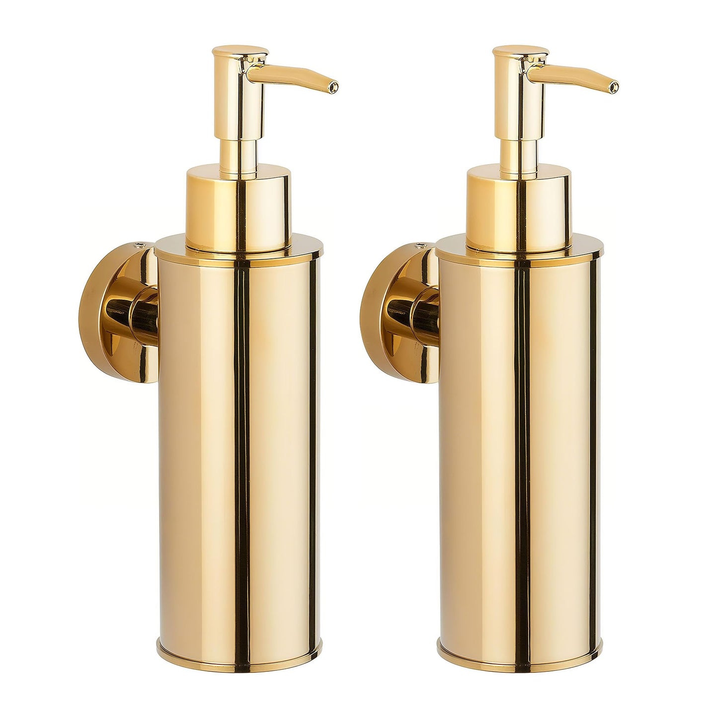 BGL Wall-Mounted Soap Dispensers 2 Pack, 304 Stainless Steel Round Liquid Dispenser for Kitchen & Bathroom, Gold