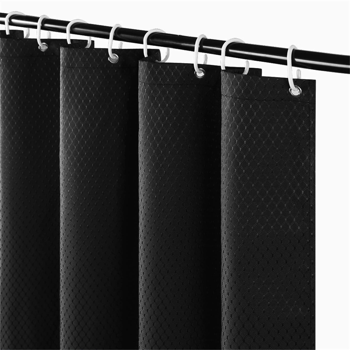 Furlinic Shower Curtains Bathroom Waterproof Mould Proof Weighted Fabric Curtains 90x180cm for Bathtub in Wetroom Black Narrow 36" Wide 71" Long Set