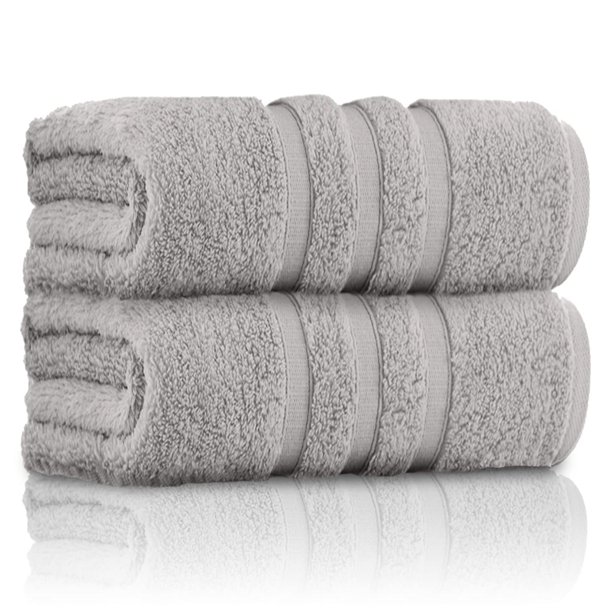 GC GAVENO CAVAILIA Pack of 2 Ultra Soft Super Absorbent Bath Sheets, 550 GSM 100% Cotton Line Texture Towels, Silver, 80x140 Cm