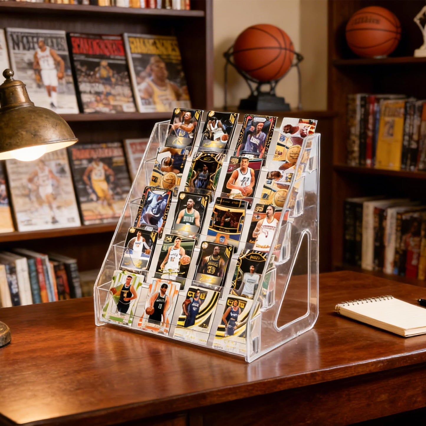 SSYYGET Greeting Card Display Stand, 3 Tier Postcard Display Stand, Portable Card Display Rack, Wooden Retail Display Holder, Magazine Organizer Rack