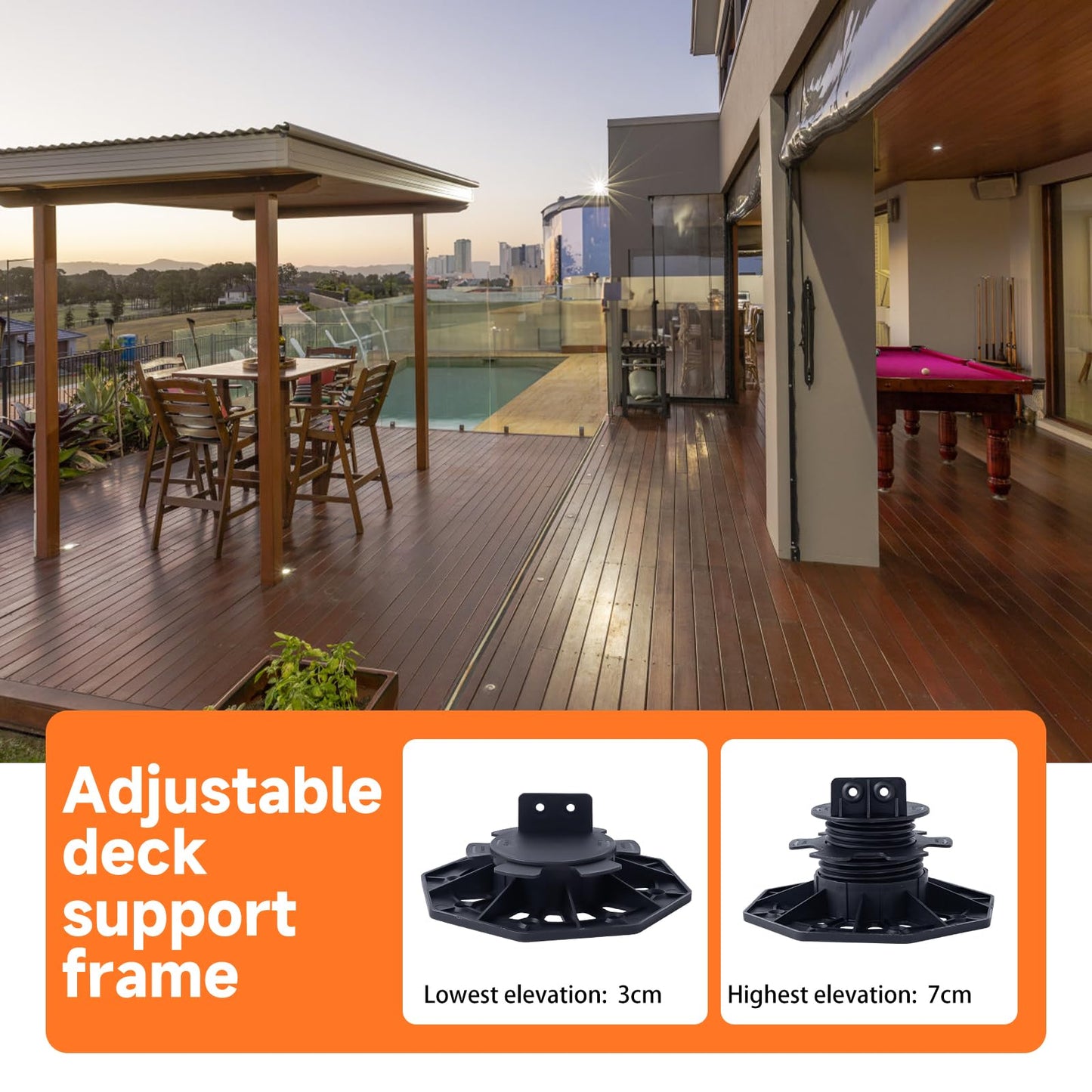TTBDEHTK Adjustable Deck Support Pedestal, 24 Pack, 1-3/16" to 2-3/4"