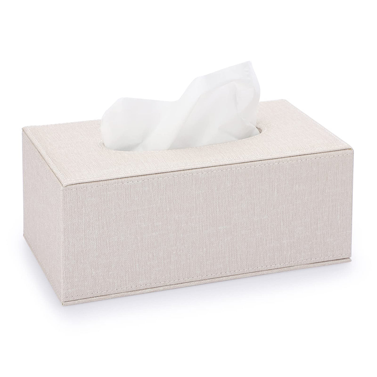 BTSKY Linen Household Office Rectangular Tissue Paper Holder - Tissue Box Cover Case Napkin Holder, Home Decoration Accessory (Beige)