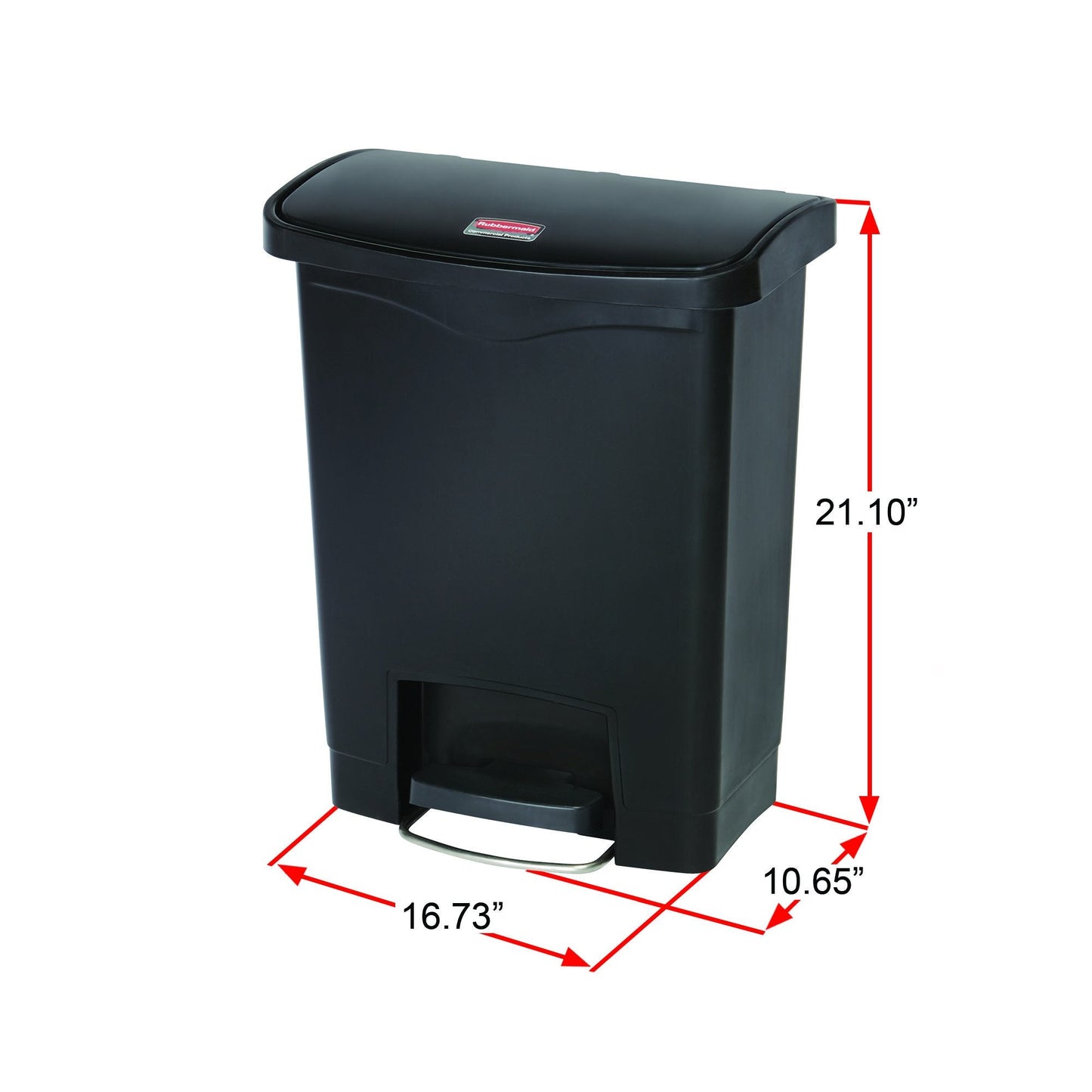 Rubbermaid Commercial Products Slim Jim Step-on Resin Front Step Waste Receptacle Bin 30 Litre Black 1883609