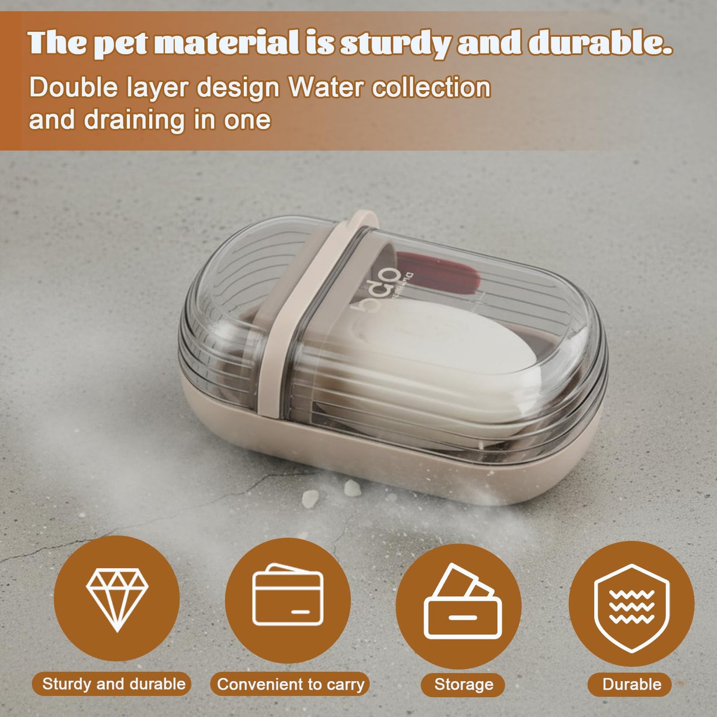 Culinavog 2Pcs Travel Soap Case, Soap Dish with Lid Portable Waterproof and Leakproof, Travel Containers with Drainage Layer Including Handle