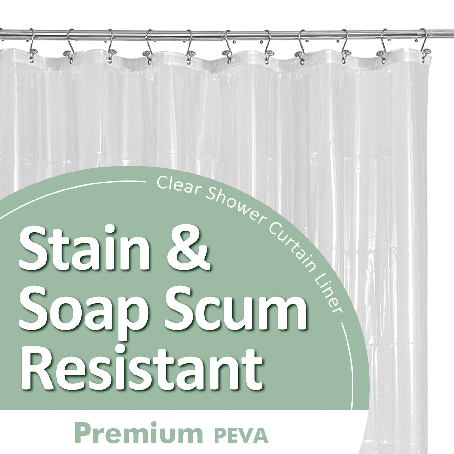 Barossa Design Plastic Shower Liner Clear - Premium PEVA Shower Curtain Liner with Rustproof Grommets and 3 Magnets, Waterproof Cute Lightweight