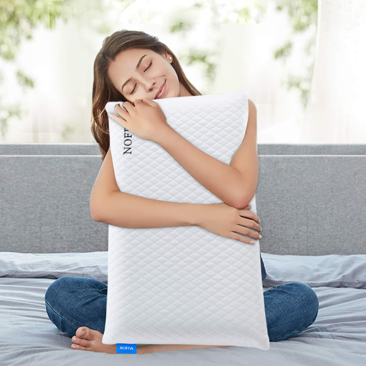 NOFFA Bouncy Orthopedic Neck Support Pillow for Sleeping, Special Foam Deep Sleep Pillow, Bed Pillow for Side, Back, Stomach Sleepers, Removable and