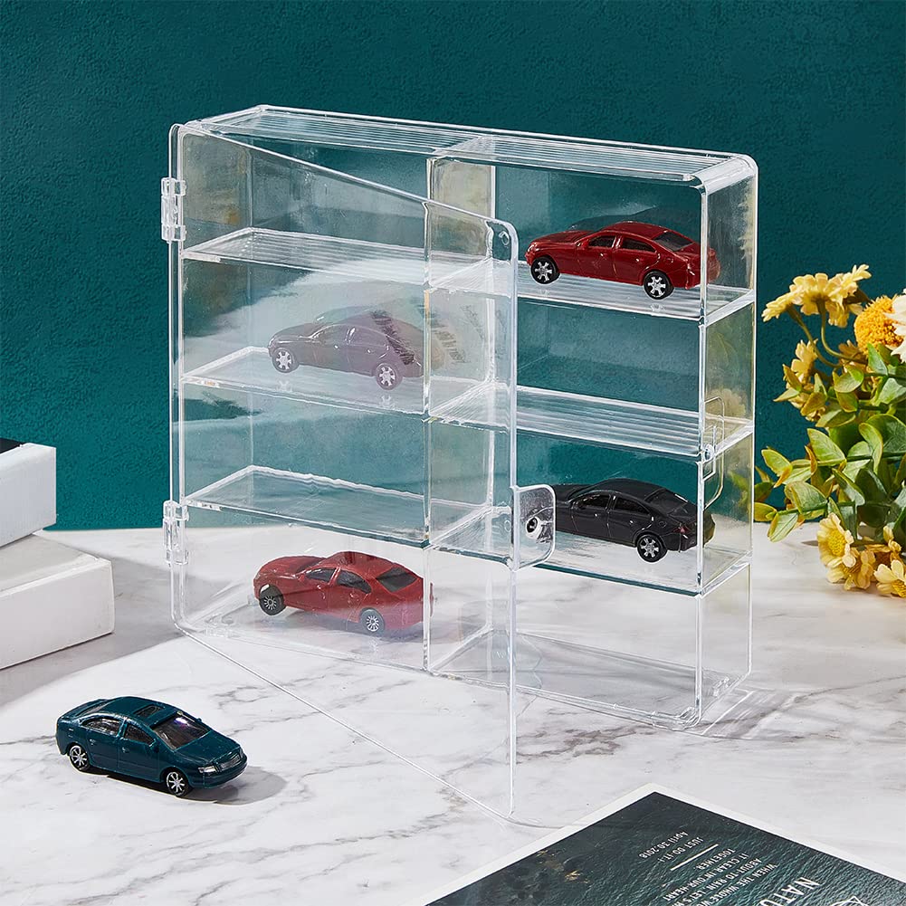 OLYCRAFT 8 Compartments Acrylic Car Display Case 19.5x17x4.4cm Small Cabinet Display Box Acrylic Model Car Displays Case Clear Bead Containers Clear