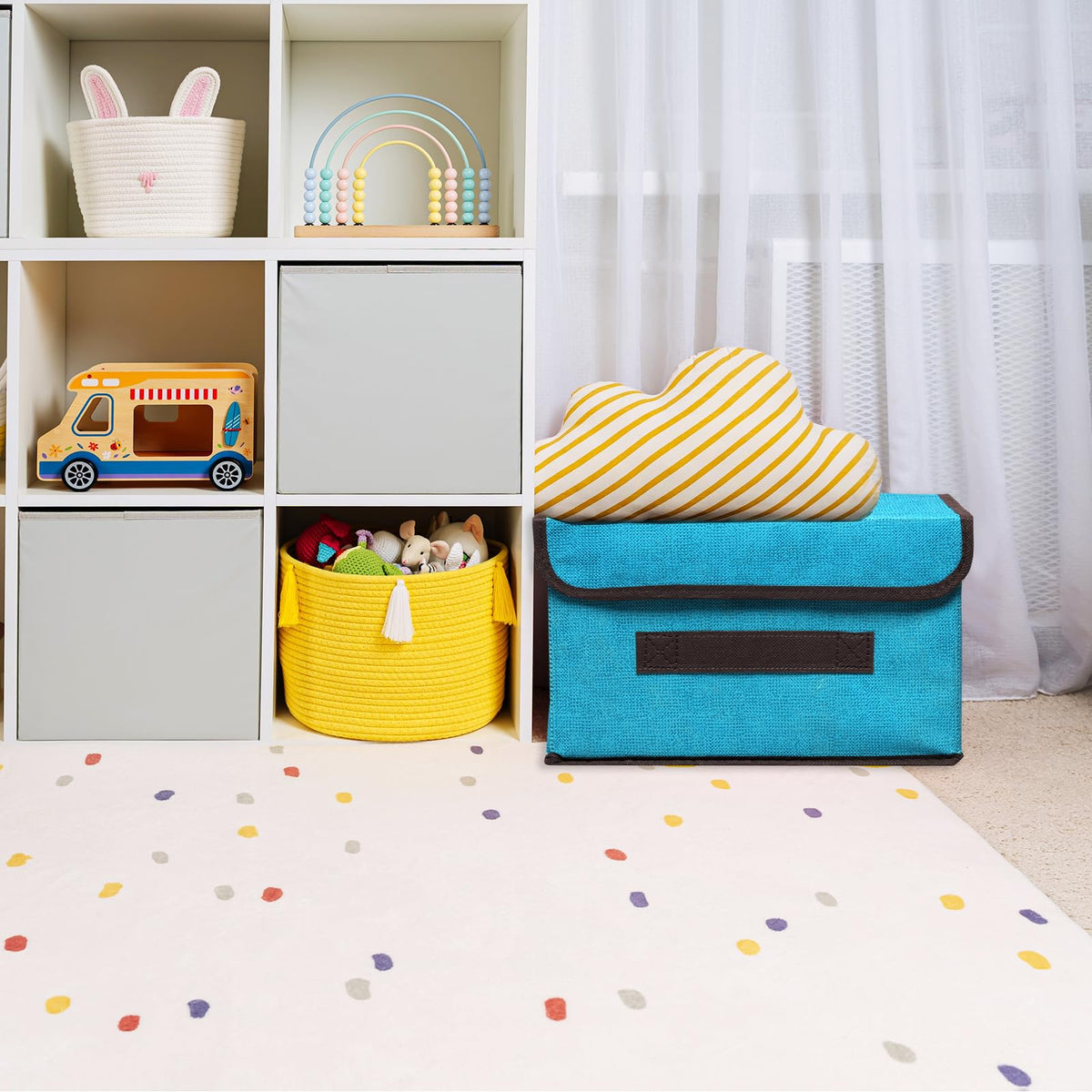 PATIKIL Fabric Collapsible Storage Bin 10.2 x 7.5 x 6.3 Inch, 3 Pcs Foldable Storage Box Cube with Lids and Handle Organizer Container for Home