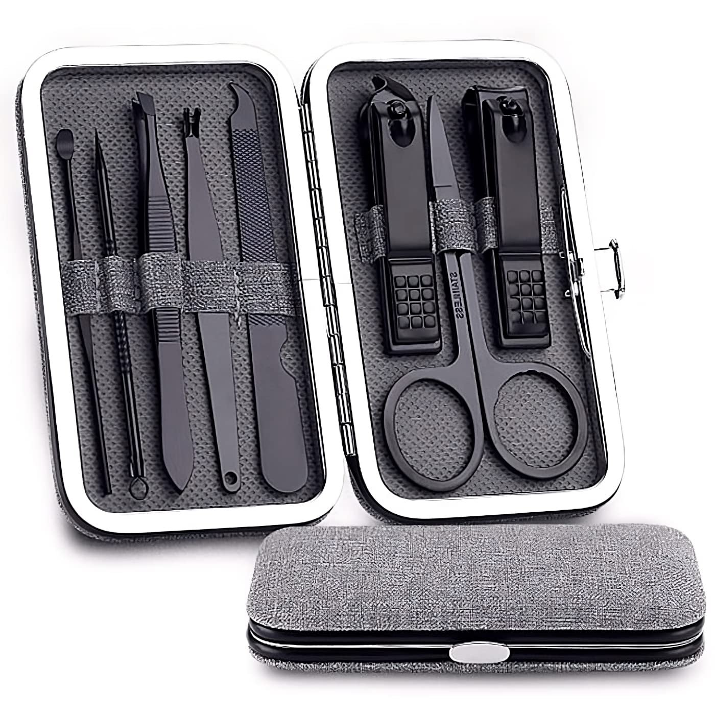 Small Travel Manicure Set for Men and Women | Nail Set Perfect for Feet and Fingernails | Professional Nail Care Set in Vegan Fabric Case Perfect for