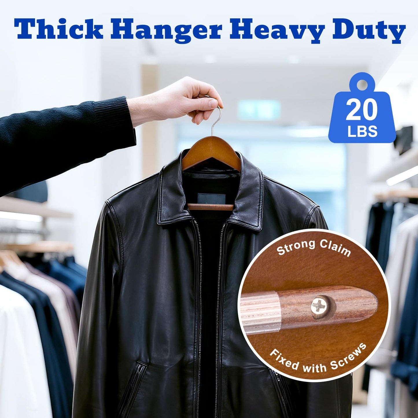 HOUSE DAY Wooden Hangers for Clothes,6pcs Heavy Duty Coat Hangers Walnut Wood for Suit,Clothes Hanger for Adult