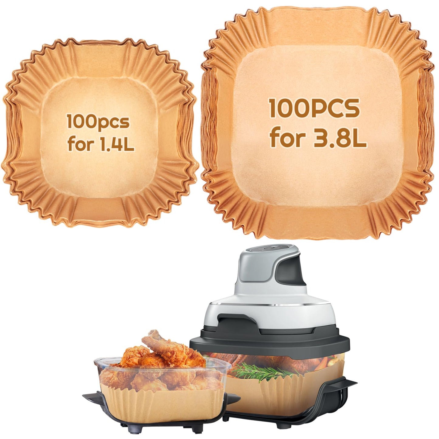 YQL 200PCS Air Fryer Liners Disposable for Ninja CRISPi Portable Airfryer, Square Airfryer Paper Liners for Ninja Crispi Glass Air Fryer FN101UK,