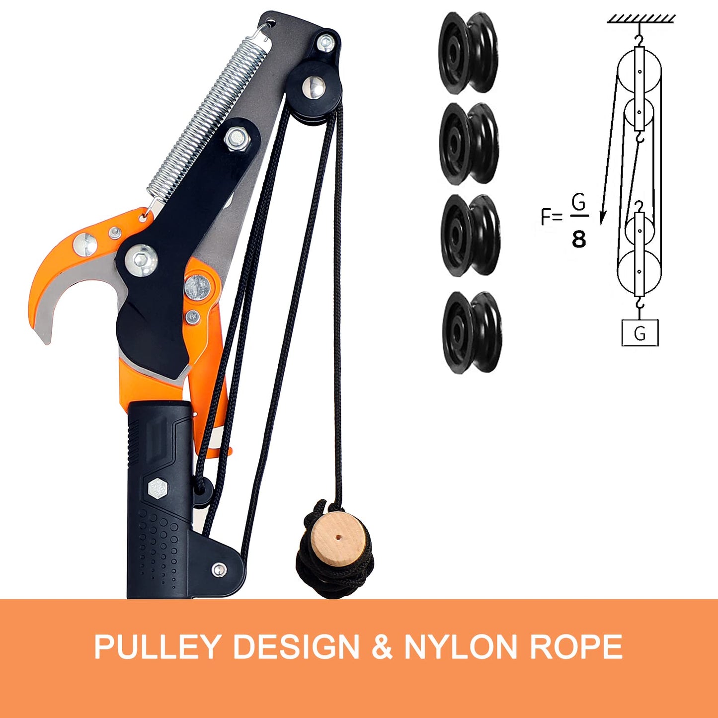 GARCARE Pole Saws for Tree Trimming, Loppers and Pole Saw 2 in 1, Lightweight Telescoping Tree Pruner with 35mm Cutting Capacity, Adjustable Length