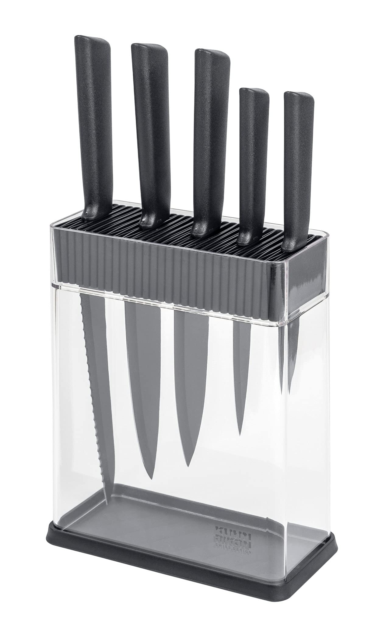 KUHN RIKON Colori+ Mixed Knife Set with Vision Block, Grey