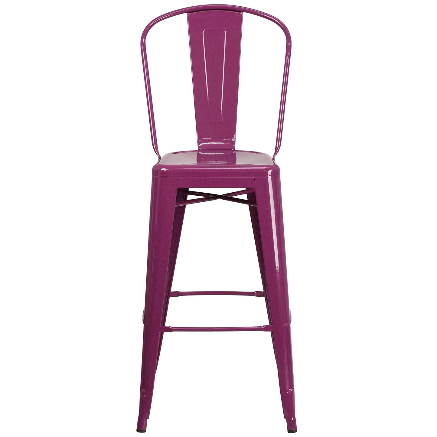 Flash Furniture Blake Commercial Grade 4 Pack 30" High Purple Metal Indoor-Outdoor Barstool with Back
