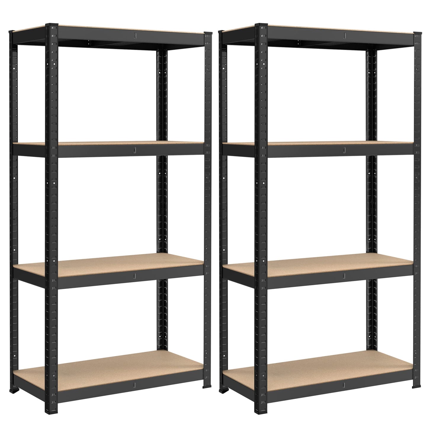 SONGMICS 4-Tier Shelving Units, Set of 2 Steel Shelving Unit for Storage, Boltless Assembly, for Garage, Shed, Load Capacity 520 kg Each, 40 x 80 x