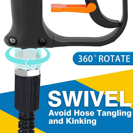 YUET High Pressure Washer Gun 360 Swivel Handle with 5 Water Nozzle Tip,Water Wash Cleaner for Car Cleaning Kit(M22 14MM Fitting Hose Connector & 1/4"