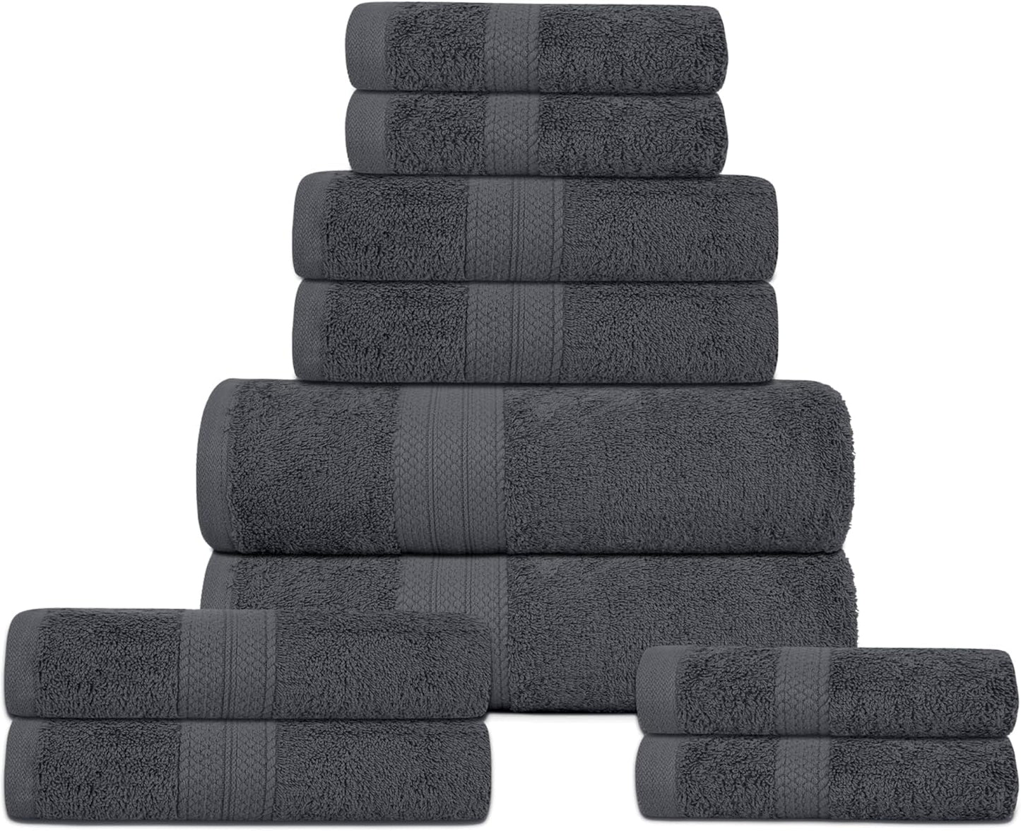DreamNights Towels 10 Piece Bale Towel Set - 2 Bath Towels, 4 Hand Towels and 4 Washcloths 100% Cotton Hotel Quality Super Soft and Highly Absorbent