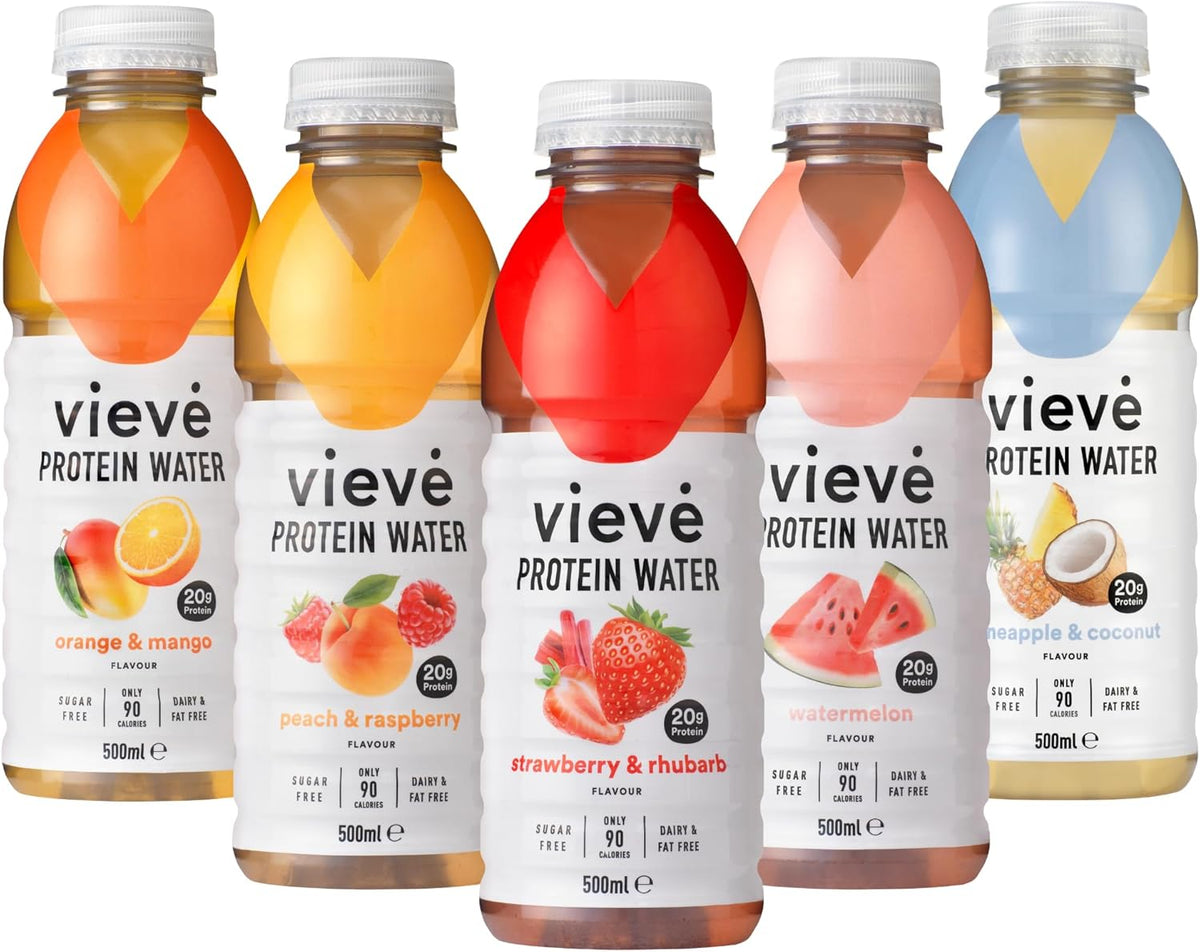 Protein Water 10x500ml - Mixed Variety Flavour Pack 20g Protein, Sugar Free, Fat Free & Dairy Free A Ready to Drink Alternative to Protein Powders & Shakes 10 Pack (2 per Flavour)